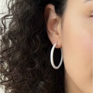White Hoop Earrings
